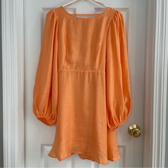 Nobody's Child Petite Zola Ballon Sleeve Mini Dress In Orange Size 6 - Picture 4 of 13